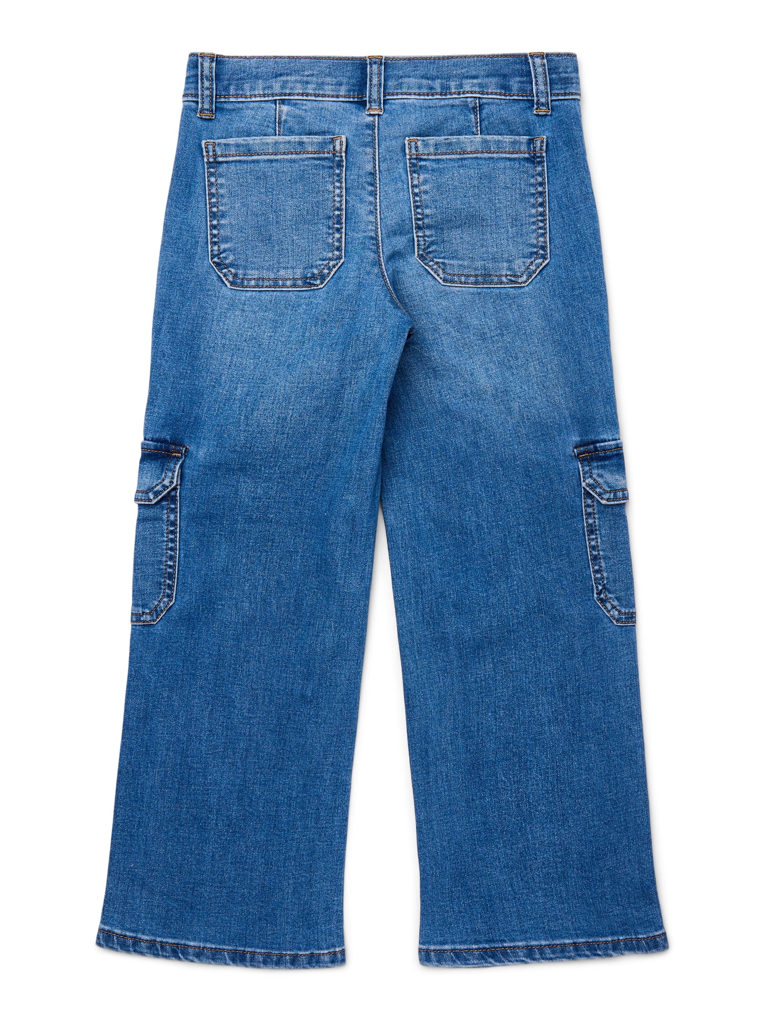 Wonder Nation Girls Wide Leg Cargo Jeans, Sizes 4-18 & Plus