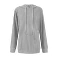 thumbnail image 5 of yoeyez Womens Plus Size Ribbed Knit Hoodie Lightweight Drawstring Solid Sweater Tops Casual Long Sleeve Pullover Sweatshirts Gray,S, 5 of 7