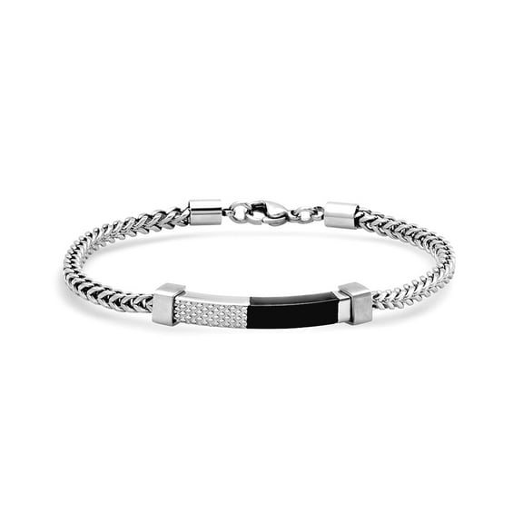Stainless Steel Mens Black -tone Fashion Bracelet Link Bracelet for Men
