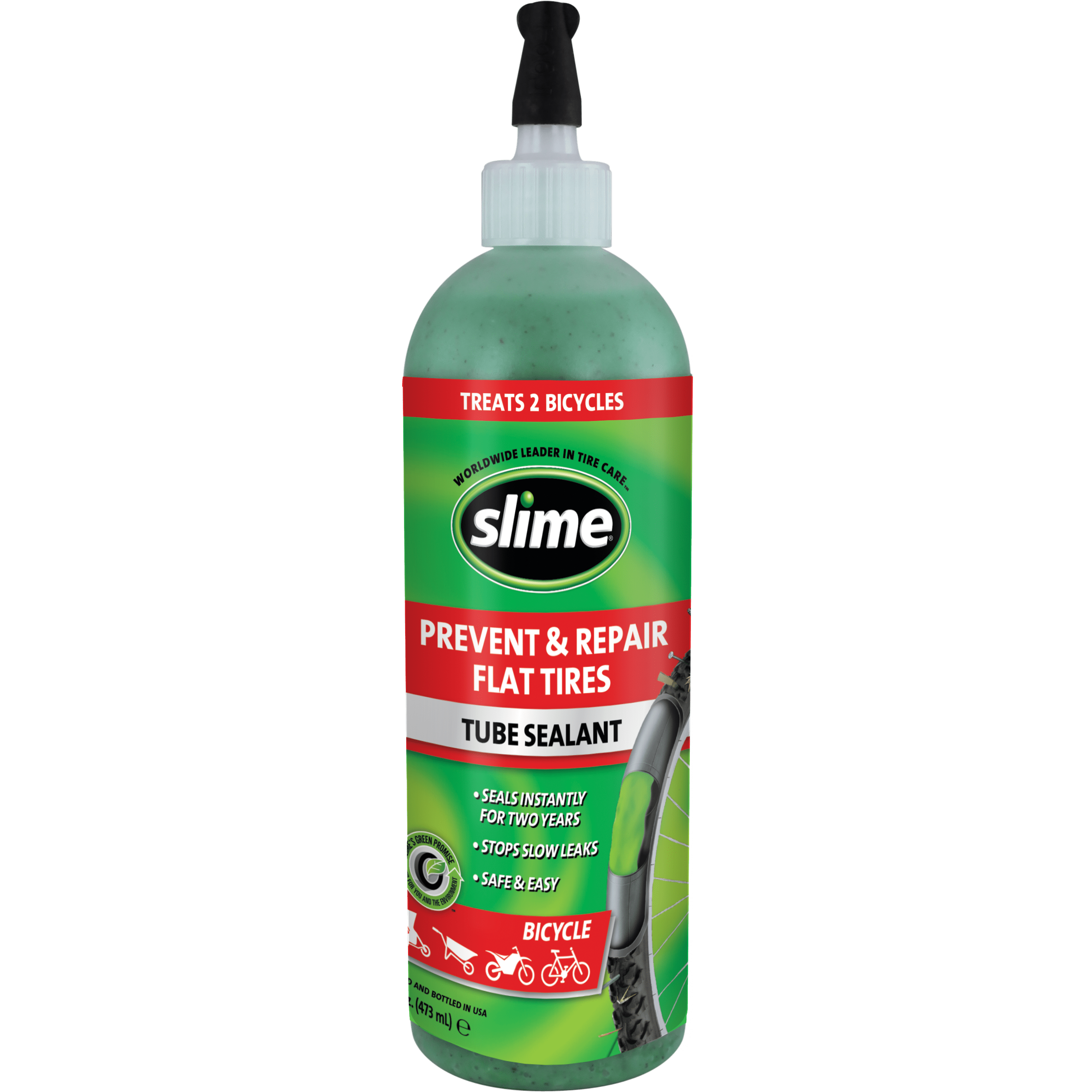 Slime Tube Sealant Prevent and Repair Flat Tires 16oz (Treats 2 Bicycles) - 10056W