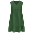 thumbnail image 3 of Adeawade Casual Dresses For Women Summer Sleeveless Dress Fashion Flowy Flowy Boho Ruffle A Line Swing V Neck Mini Dresses Elegant Clothes S Dark Green, 3 of 5