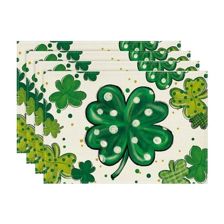 

Kitchen Table Mat Dining Room Table Set Kitchen Mats Woven Mats Dining Room Table Set Pottery Charger Plates Dinner Table Set for 6 with Table And Place Mat Set 4PCS Irish Festival Linen
