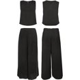 thumbnail image 5 of Roylamp Women's Summer 2 Piece Outfits Round Neck Crop Basic Top Cropped Wide Leg Pants Set Jumpsuits High quality, 5 of 5