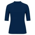 thumbnail image 5 of Ediodpoh Women's Casual Solid Color Half Turtleneck Short Sleeve T Shirt Top T Shirts for Women Navy S, 5 of 5