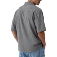 thumbnail image 5 of Domuza Mens Corduroy Textured Short Sleeve Shirts Casual Solid Button Polo Shirt Comfy Wrinkle Free Tops Gray S, 5 of 7
