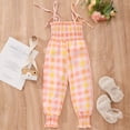 thumbnail image 2 of BOOMNY Toddler Girls Romper Jumpsuits Sleeveless Casual Plaid Printed Flared Romper Jumpsuit Soft Loose Fit Overalls Comfy Girl's Clothes, 2 of 6