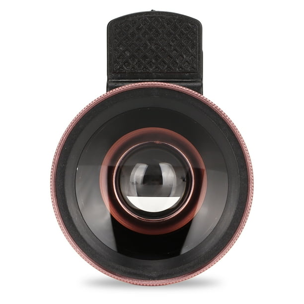 Lente para teléfono 2 en 1 HD profesional con clip universal, gran angular de 0,45X, lente macro de 12,5X para teléfono móvil y tableta, color oro rosa