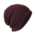 thumbnail image 2 of Holzkary Winter Hats for Men Women Fleece Lined Beanie Warm Cuffed Soft Knit Outdoor Skull Cap Stripe Hat Winter Plus Velvet Hat Outdoor Cycling Warmth Unsix Hood Ski Hat Wine One Size, 2 of 4