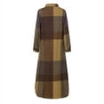 thumbnail image 4 of ZANZEA Women's Long Shirt Collar Checked Plaid Dress Tie Dye Vintage Print Dress, 4 of 4