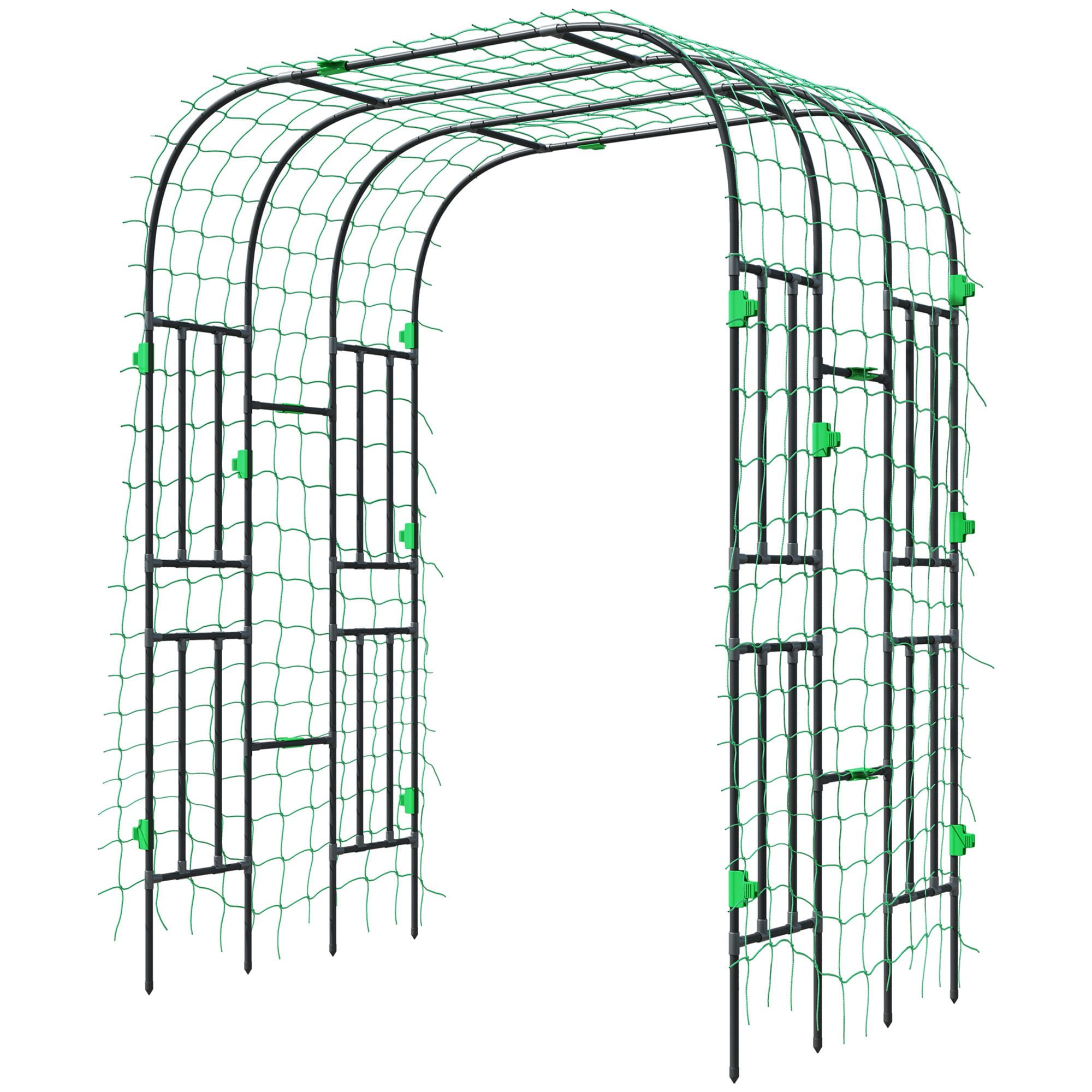 Dranite 8 FT Tall Garden Arch Trellis for Outdoor Decor,Metal Plant Support with Climbing Net