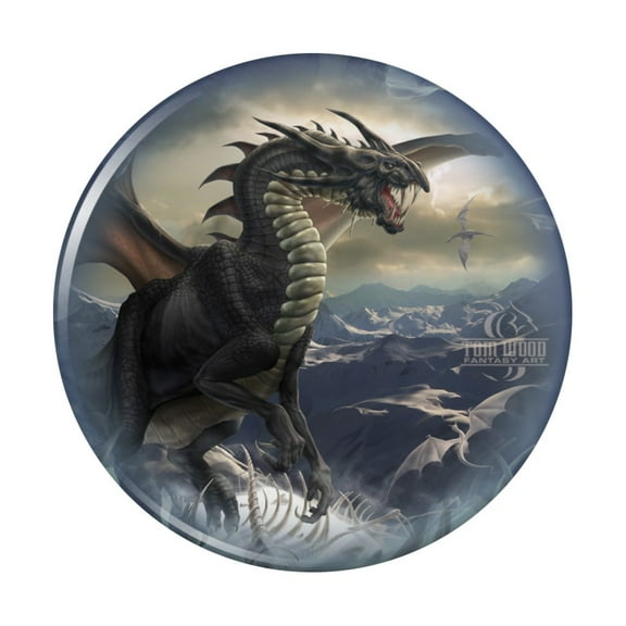 Rogue Dragon Winter Mountain Top Pinback Button Pin
