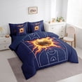 thumbnail image 2 of Castle Fairy Basketball Sport Twin Bedding 7-Piece, Sport Court Bedding Comforter Set, Navy Gold Orange,Navy Blue Reversible, 2 of 7