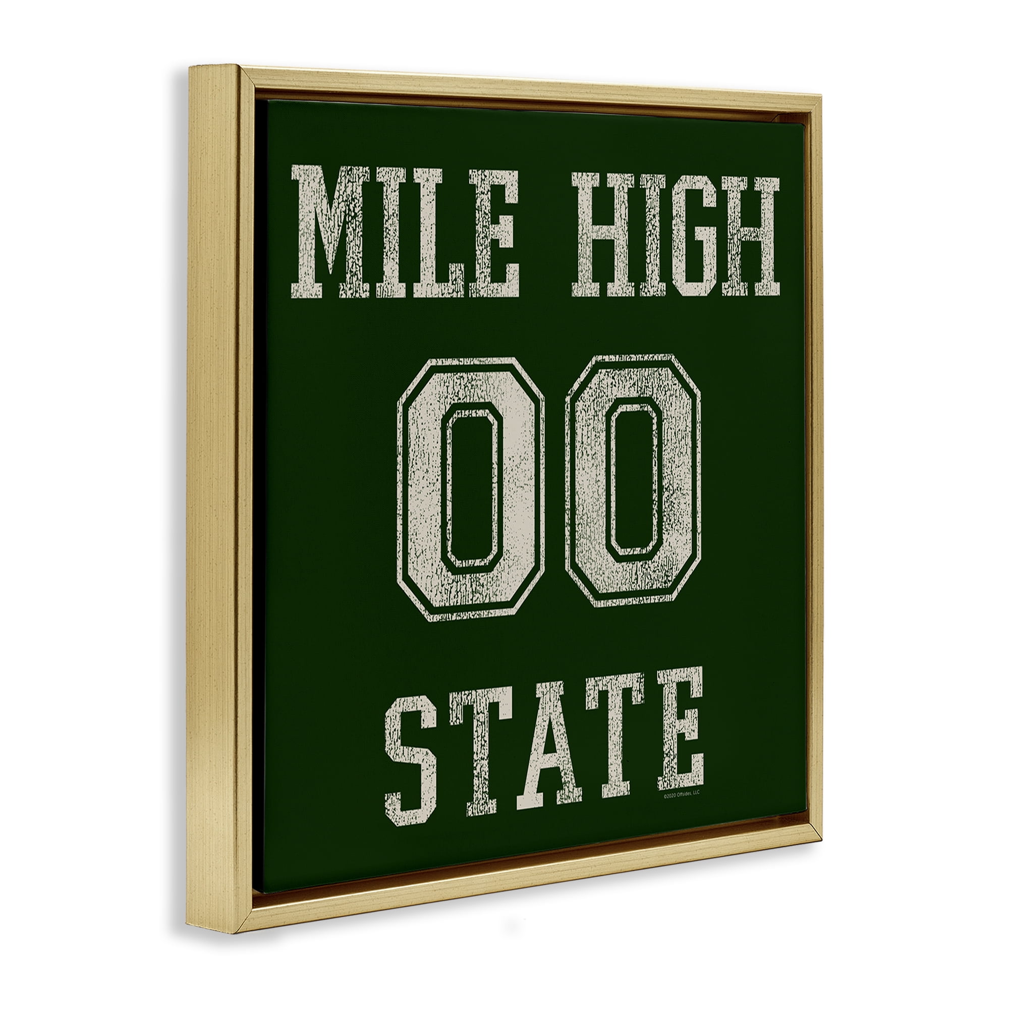 Stupell Industries Vintage Mile High State Novelty & Humor Painting Gold Floater Framed Canvas Art Print Wall Art, 25 x 25