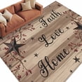 thumbnail image 2 of Retro Country Stars Washable Area Rug 5 x 7 ft Faith Love Home Berries Farmhouse Brown Striped, Soft Non Slip Rugs Stain Repellent Indoor Felt Carpet for Living Dining Room Bedroom Home Office, 2 of 9