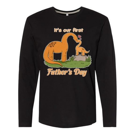 Inktastic It's Our 1st Father's Day Brontosaurus Family Long Sleeve T-Shirt