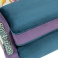 thumbnail image 3 of Anya Boho Chic Wingback Accent Arm Chair, Floral & Leopard, Satin Teal & Purple, 3 of 11