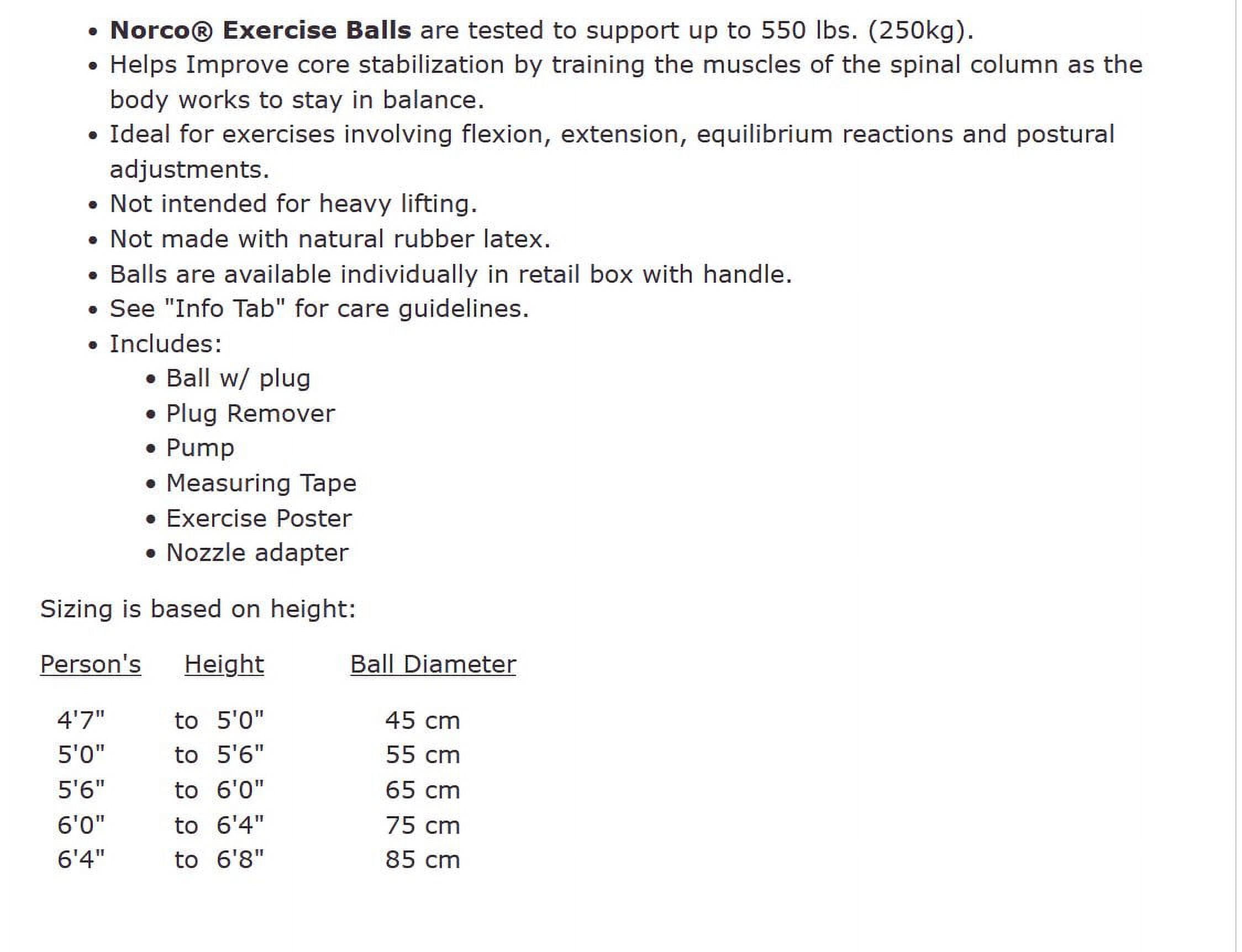 Norco Exercise Ball, 65cm Diameter - Teal