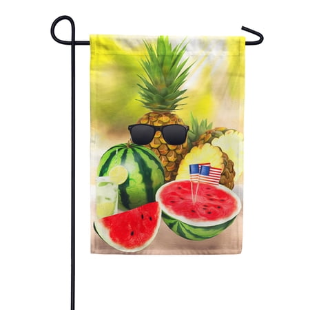 America Forever Pineapple Watermelon Summer Fruit Garden Flag 12.5 x 18 inches US Flag Summer Lemonade Drink Beverage Double Sided Seasonal Yard Outdoor Decorative Yellow Fruit Garden Flag