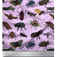 thumbnail image 1 of Soimoi Purple Rayon Crepe Fabric Beetle & Honey Bee Insects Decor Fabric Printed BTY 46 Inch Wide, 1 of 3