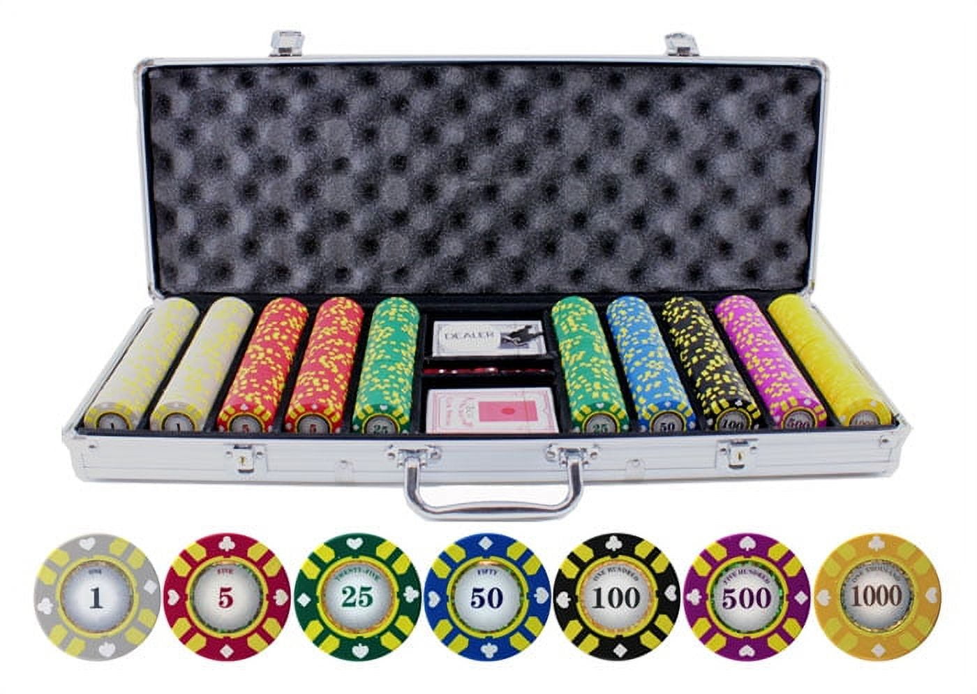 Crown Casino 500 Piece 13.5g Clay Poker Chips Set with Colored