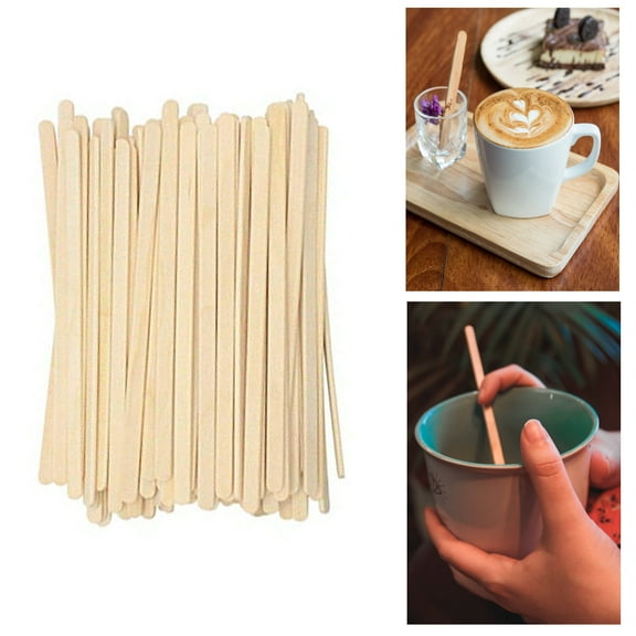 100pc Birchwood Coffee Stirrers Cocktail Mixer Drink Swizzle Mix Bar Craft Stick