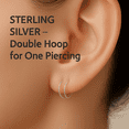thumbnail image 4 of Sterling Silver Double Hoop Earrings for Single Piercing Spiral Twist 4mm 22 Gauge, 4 of 13