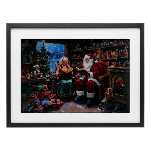 Stupell Industries Joyous Mr. and Mrs. Claus Black Framed Print Under Glass, design by Sara Culpepper, 14 x 20