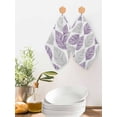 thumbnail image 2 of Purple Gray Leaves Dish Towels Set, Waffle Weave Kitchen Towels 4 Pieces, Summer Tropical Plant Aesthetics Microfiber Hair Face Bath Tea Towel Absorbent Quick Drying Cleaning Dish Cloths, 12"x12", 2 of 7