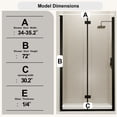 thumbnail image 6 of Noble House 35" Folding Pivot Hinged Shower Door, Semi-Frameless Reversible Bi-Fold Bathroom Glass Panel, Matte Black, 6 of 7