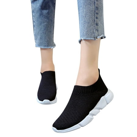 Vedolay Sneakers For WomenMesh Running Soles Outdoor Women Slip Shoes On Casual Sports Shoes Comfortable Women s shoes Sneaker Skates for Women(Black 6.5)