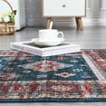 thumbnail image 3 of Hasoo 8' x 10' Area Rug Boho Washable Foldable Rug Vintage Persian Rug Low Pile Non-Slip Indoor Rug for Living Room Bedroom, Blue, 3 of 5