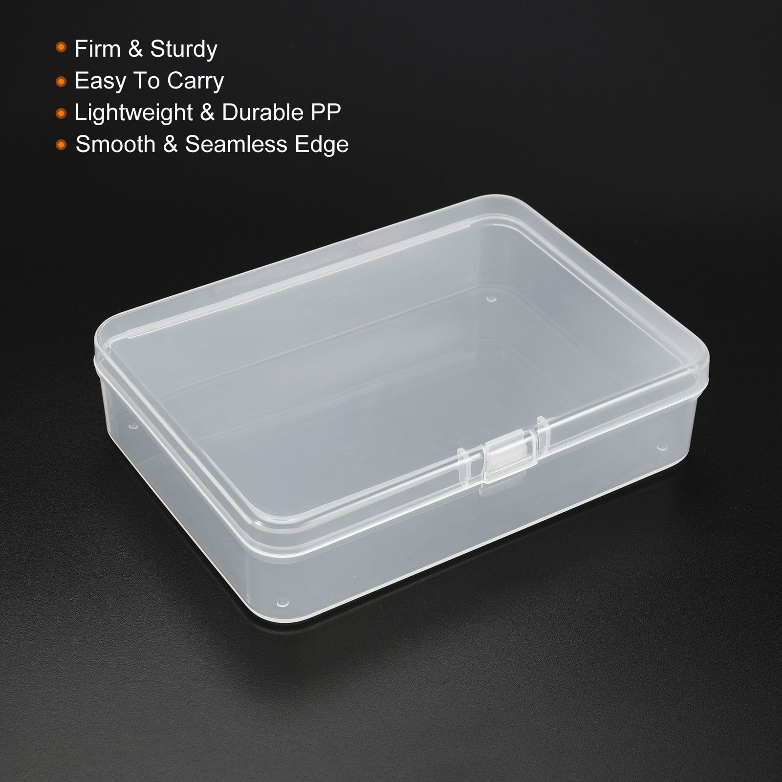 Unique Bargains 4Pcs Hinged Lid Plastic Rectangular Box 4.53" x 3.35" x 1.10"