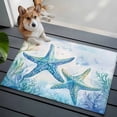 thumbnail image 3 of 2x3 Ft Entryway Area Rug, Teal Blue Summer Coastal Kitchen Rug Runner Washable Floor Mat, Ocean Watercolor Coral Starfish Non Slip Indoor Door Mat Throw Carpet for Bathroom Living Room Bedroom, 3 of 8