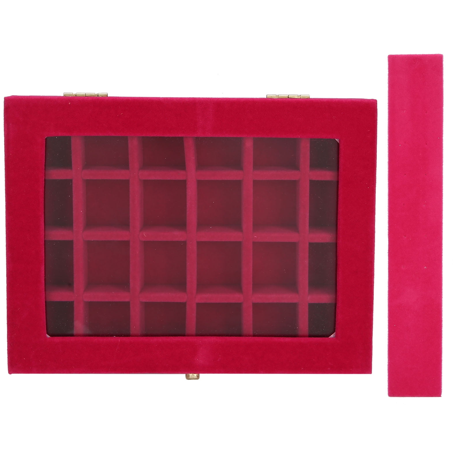 24 Grid Glass Jewelry Box, Transparent Glass 24 Grids Jewelry Box Jewelry Display Box 7.9 X 5.9