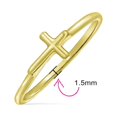 thumbnail image 4 of Bling Jewelry Womens Minimalist Thin 1MM Band Stackable Cross Midi Ring Gold Plated Sterling Silver, 4 of 6