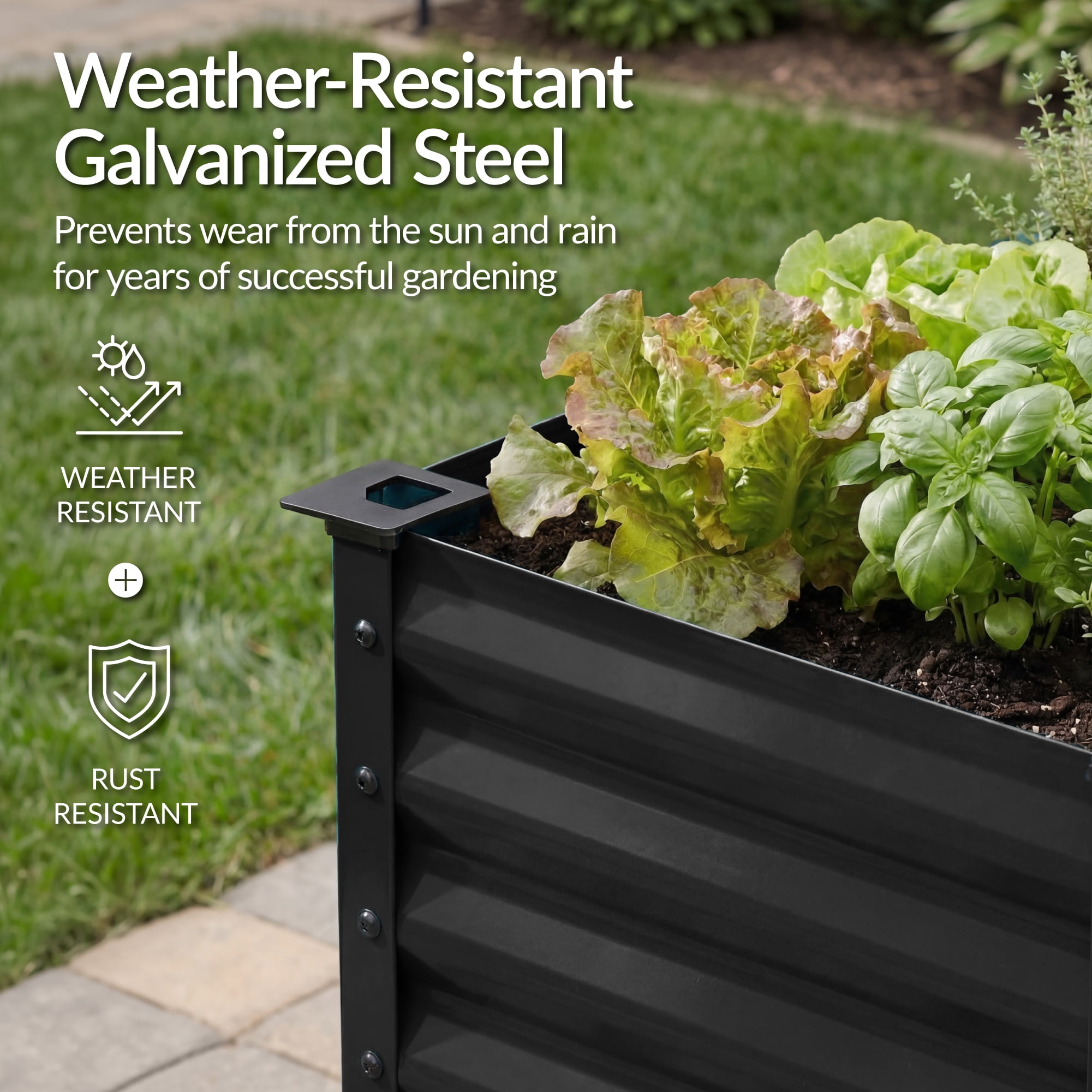 Best Choice Products 48x24x30in Elevated Galvanized Metal Garden Bed w/ Corner Protectors - Black