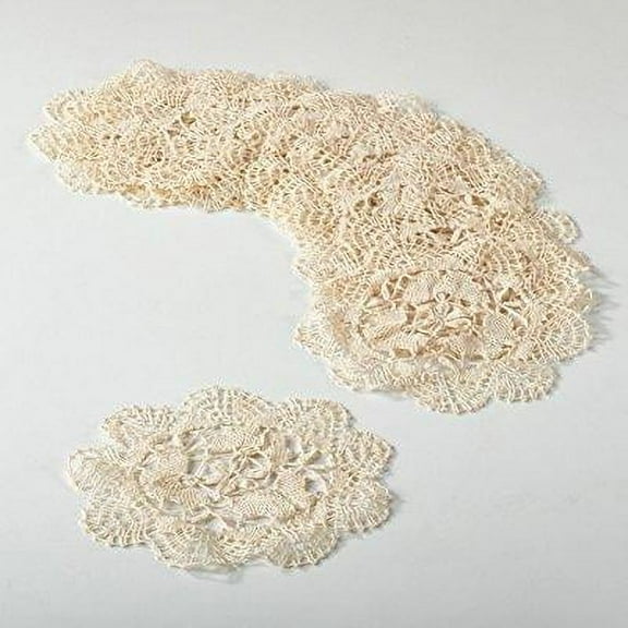 fennco styles handmade all-over cluny lace cotton doilies, 6 inches round, beige (12)