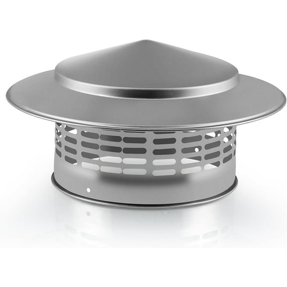 IULAVP 6 Inch Round Chimney Cap, 304 Stainless Steel Chimney Cover with Screen, Stove Pipe Chimney Cap, Silver