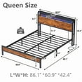 thumbnail image 5 of Satifur LED Bed Frame Queen Size with Charging Station, Platform Metal Bed Frame with Storage Headboard, No Box Spring Needed, Noise-Free, 5 of 11