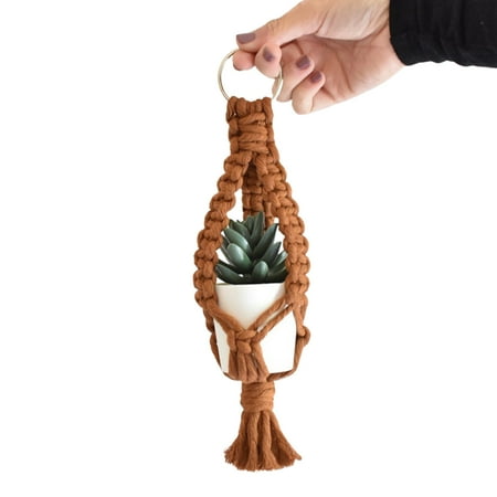 

Lomubue Hanging Plant Basket Bright Color Save Space Hand Made Storage Mini Woven Hanging Basket for Yard