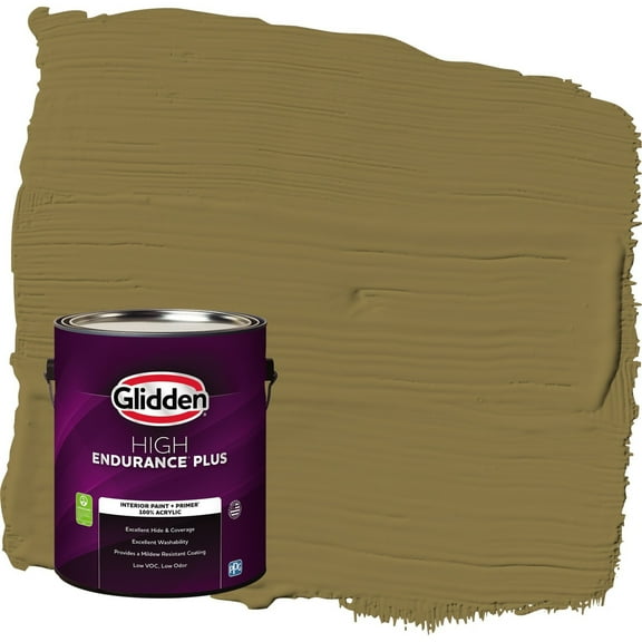 Glidden HEP Pickled Okra / Green Flat Interior Paint with Primer, 1 Gallon