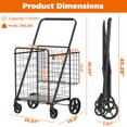 thumbnail image 3 of Bigger Super Jumbo Grocery Cart In Antique Black With Double Basket And 360 Degree Rolling Swivel Wheels, 3 of 10