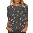 thumbnail image 3 of VBTAPA Women's Casual 3/4 Sleeve T-Shirts Round Neck Cute Tunic Tops Basic Tees Blouses Business Work Tee Top Big Sales Today Multicolor XXXXL, 3 of 6
