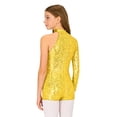 thumbnail image 7 of iiniim Girls Shiny Sequins Oblique Shoulder Gymnastics Leotard Shorts Biketard Bodysuit Jumpsuit Size 6-16 Gold 12, 7 of 7