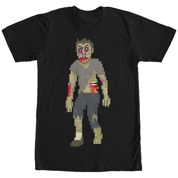 Men's Lost Gods Halloween Pixelated Zombie  Graphic Tee Black 2X Large