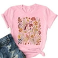 thumbnail image 2 of Womens Graphic T Shirts Crewneck Flower Print Tops Short Sleeve Casual Summer Breathable Tee Pink XL, 2 of 3