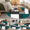 thumbnail image 5 of Abstract Green Grey Round Area Rug 3.3Ft Washable Circle Rugs for Dining Room Table, Modern Geometric Color Blocks Non-Slip Carpet Floor Mats Indoor Outdoor Carpet Runner Aesthetic Home Decor, 5 of 8
