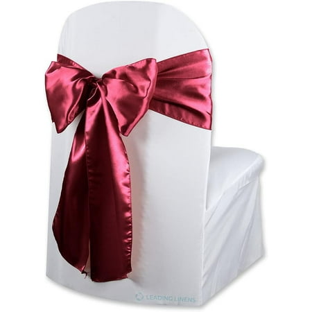 

Leading Linens 150 pcs Chair Cover Bow Sash - Burgundy - Wedding Party Banquet Reception - 28 Colors Available