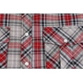 thumbnail image 3 of Men’s Western Short Sleeve Button Down Casual Plaid Pearl Snap Cowboy Shirt (#22 Grey/Red, XL), 3 of 3