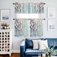 thumbnail image 2 of Pink Spring Flower Kitchen Curtains Sets for Windows 36 Inch Length, Retro Blue Wall Mottled Pastoral Rod Pocket Window Treatments Tier Curtains and Valances Set for Bedroom/Bathroom, 2 of 8